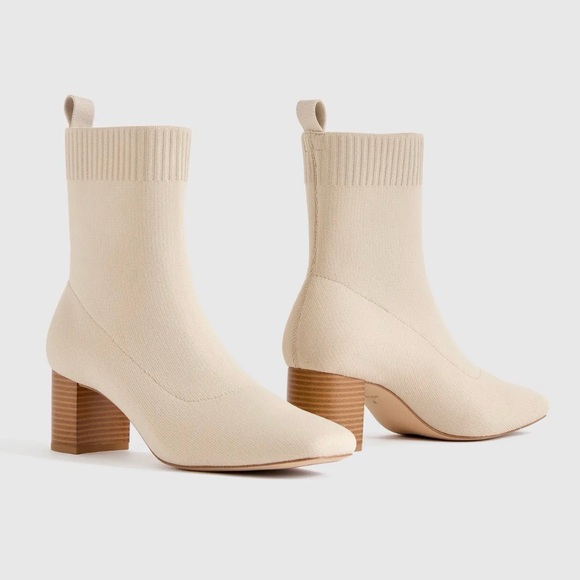 Quince Eco Knit Heeled Bootie in Cream Size 10 - Picture 3 of 9